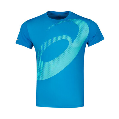 

ASICS yaseshi T-shirt male 2018 autumn&winter new large LOGO printing round neck breathable running training short sleeve 2011A134-400 blue