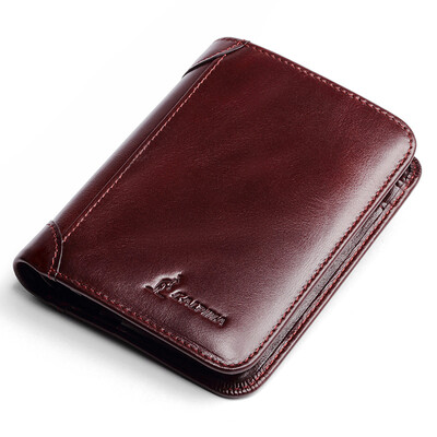 

Alpine kangaroo LALPINA wallet mens short mens fashion wallet large capacity drivers license thin head layer leather wallet 661052130 oil wax black