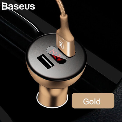 

Baseus Car Charger Digital LED Display Mobile Phone Charger Dual USB Fast Car Charger for iPhone Samsung Tablet Car-Charger