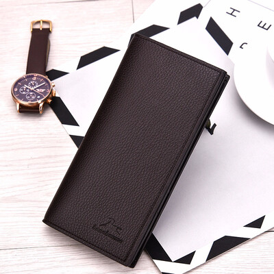 

Mens wallet long leather soft leather fashionable man wallet wallet young boy thin student leisure wallet