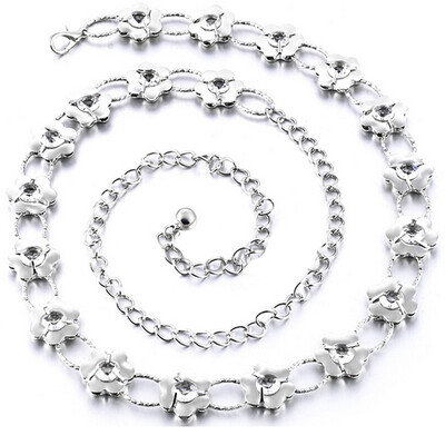 

Jingdong Supermarket Meng Si Ke MSEK WPD161251 Ms waist chain Korean version of the plum inlaid diamond metal chain waist silver