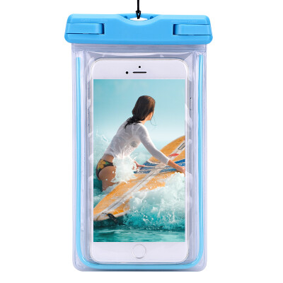 

Lonkey mobile phone waterproof bag luminous swimming waterproof bag diving mobile phone sets touchable universal lanyard phone bag sky blue