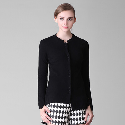 

MAZOE Europe&the United States asymmetric hem fashion knit cardigan Z1046 black uniform