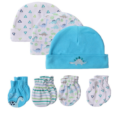 

Kiddiezoom Baby Accessories HatsGloves 0-6M Cotton Newborn For Babies Mitten Caps Print Unisex Boys Girls Infant