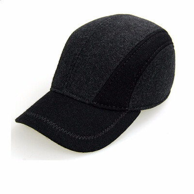 

2018 New Middle-aged Mens Hat Adult Wool Baseball Cap Ear Protection Woolen Cap Students basebal Hats Adjustable B-7236