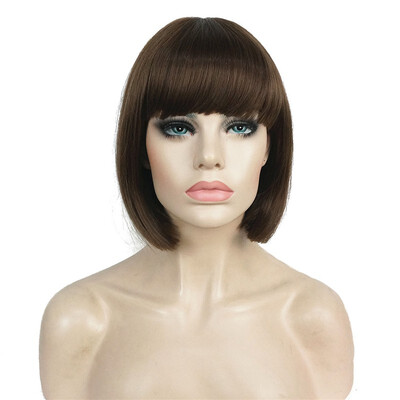 

StrongBeauty Short Bob Wig Point Part Bangs Full synthetic Wigs COLOUR CHOICES