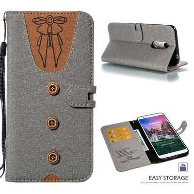 

MOONCASE Millet Red Rice Note 5 Red Rice 5 Plus Stitching Embossed Womens Leather Case - Gray