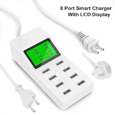 

8-port USB Charger station with LCD display Multi-port usb Wall Charger with Smart IC Technology for smartphone