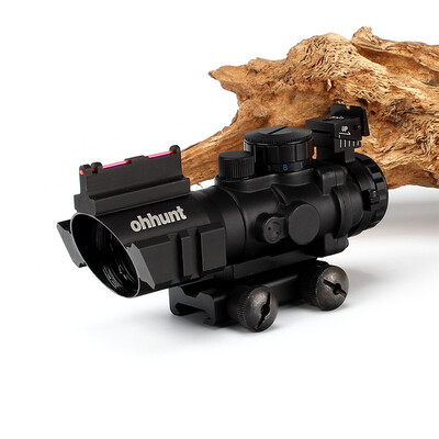 

Tactical ohhunt 4x32 Compact Riflescope Tri-Illuminated Rapid Ranging Reticle with Back Up Fiber Optic Front&Rear Sight