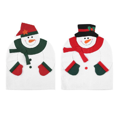 

2pcsset Christmas Chair Back Covers Snowman Christmas Dinner Slipcovers Set Decorations Ornaments