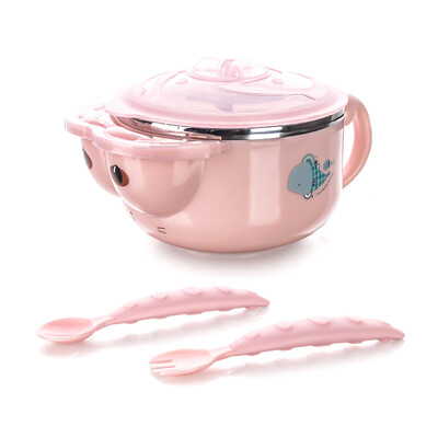 

TEENUNIX childrens tableware baby food supplement bowl water injection cup newborn baby stainless steel drop anti