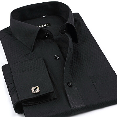 

Men's casual long-sleeved dress shirt solid color