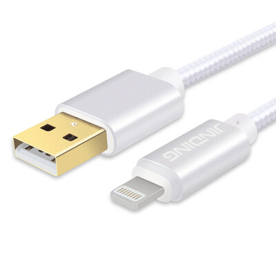 

JINDING JD-P025 кабель данных iphone6s Apple 5s нейлон поручая линия 6 плюс линия передачи usb ipad4 быстрый заряд (1.5 m серебряный белый)