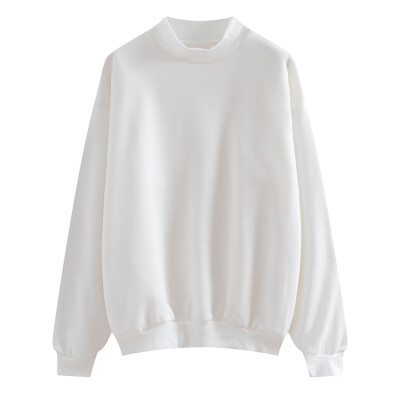 

Winter shirt half-high collar student solid color loose fleece thickening pullover sweater