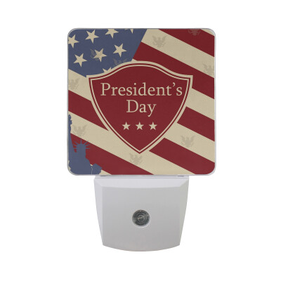 

ALAZA LED Night Light With Smart Dusk To Dawn SensorPresidents Day And Man Hands Flag Of USA Plug In Night Light