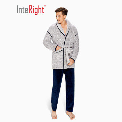 

INTERIGHT couple home service cationic velvet robe style home service suit mens gray