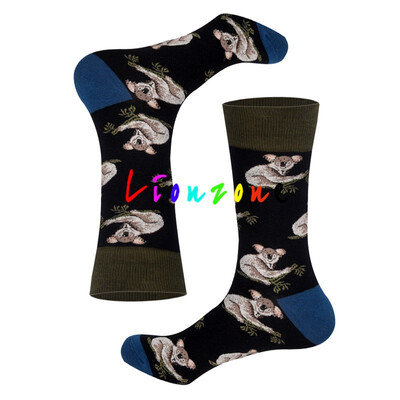 

LIONZONE 2018 New Arrived Happy Socks Neutral Lovers Crazy Animals Cactus Kangaroo Penguin Tiger Design Combed Cotton Socks