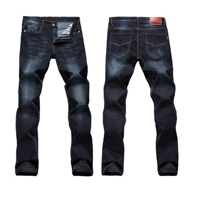 

Autumn men &womens jeans straight casual elastic mens trousers tide