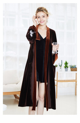 

Winter velvet couple pajamas long sleeve medium thick robe home clothes