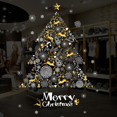 

Christmas tree decoration wall stickers Christmas window flower small snow window glass doors&windows shop decoration sticke