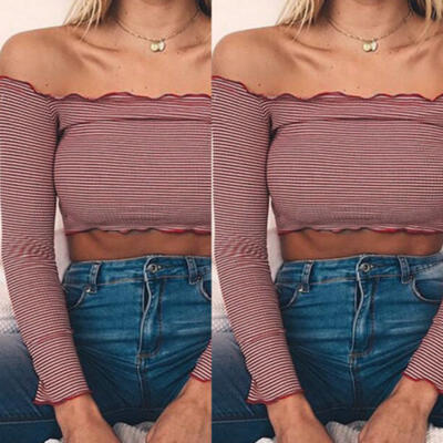 

Fashion Summer Women Floral Casual Loose Blouse Off Shoulder Crop Tops T-Shirt
