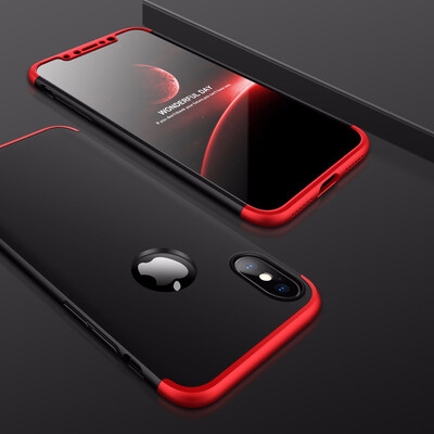 

Goowiiz Phone Case For Iphone 78X Fashion Color collision 360 Degree Coverage PC With Hole