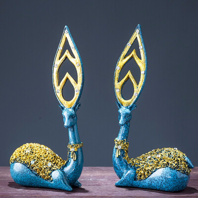 

Nordic silver couple deer home decorations furnishings living room wine cabinet creative animals deers set figurines birthday gift