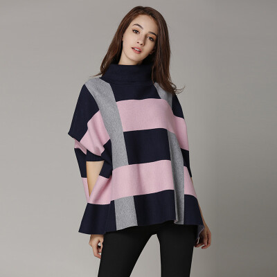 

Marc Rebecca loose striped small high neck sweater bottoming shirt 75033D black noodles