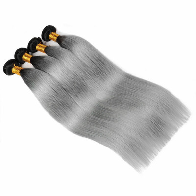 

2018 New Arrival Products T1BGrey Ombre Hair 4 Bundles Straight Human Hair Extension Remy Peruvian Hair Weave Ombre Color