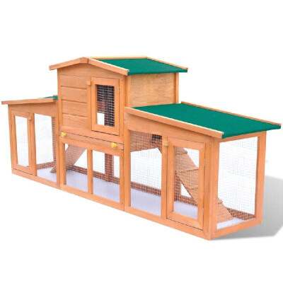 

Large Rabbit Hutch Small Animal House Pet Cage with Roofs Wood
