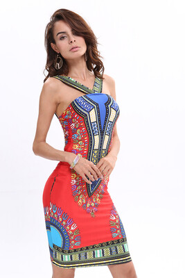

Buenos Ninos Sexy Strapless Dress Vintage Printing Wrapped Chest Skirt
