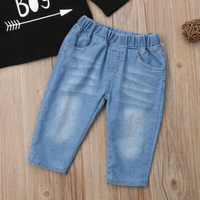 

Newborn Toddler Baby Boy T-shirt Tops Denim Long Pants Leggings Clothes Outfits
