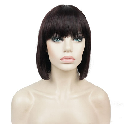 

StrongBeauty Short Bob Wig Point Part Bangs Full synthetic Wigs COLOUR CHOICES