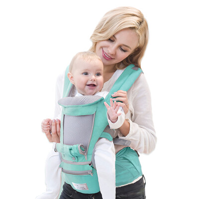 

Aibo suitable baby strap waist stool four seasons multi-functional breathable baby carrier with baby artifact M138 mint green