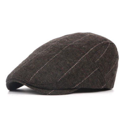 

Mens Flat Cap Beret herringbone Newsboy Bakerboy Hat Gatsby Peaky Blinders CA