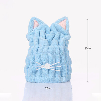 

Cute Cat Microfiber Hair-drying Towel Bath Cap Strong Absorbing Drying Long Soft Special Dry Hair Cap Towel With Coral Velvet