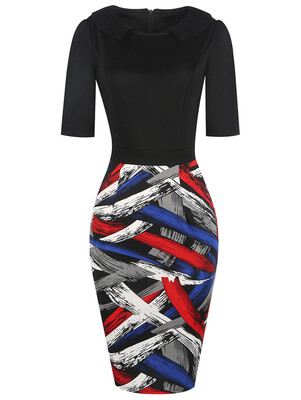 

Knee Length Scrawl Pencil Dress