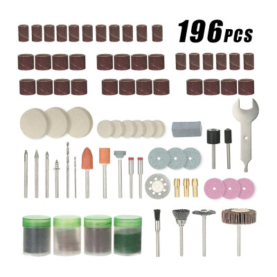 

196pcs 18" Shank Rotary Tool Accessories Set Sanding Grinding Brushing Polishing Bits Accessory Kit with Storage Box for Dremel G