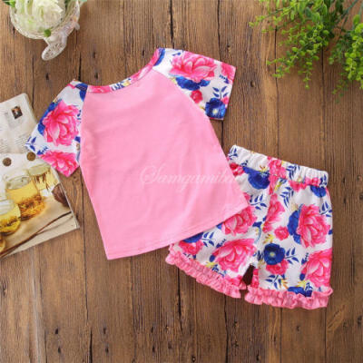 

AU STOCK 2PCS Kid Baby Girl Floral Clothes T-shirt Tops Ruffle Pants Outfits Set