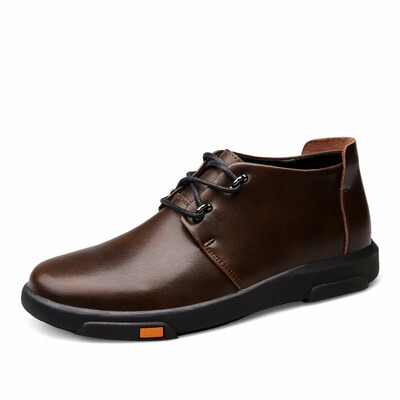 

Genuine Leather Men Ankle Boots Fashion Waterproof Autumn Winter Outdoor Mens Casual Shoes High Top Footwear