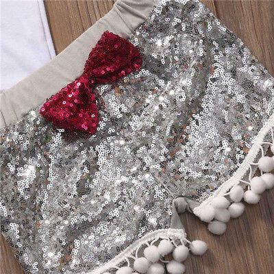 

Infant Baby Girls Top once upon a time Romper Sequin Pants Outfit Set Clothes