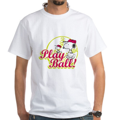 

CafePress Play Ball Snoopy White T-Shirt - 100 Cotton T-Shirt White