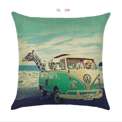 

45cm45cm A retro bus linencotton throw pillow covers couch cushion cover home decorative pillows