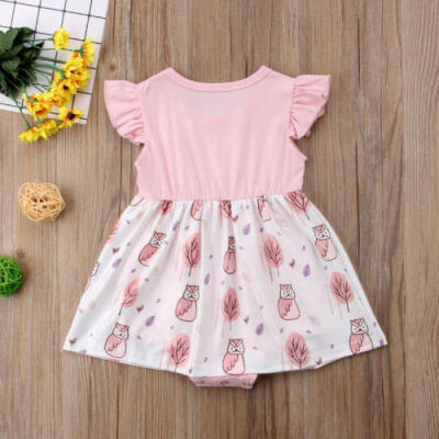 

Baby Girls Kids 1Pcs Outfit Set Printed Princess Dress Romper Skirt Sundress