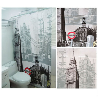 

MyMei London Big Ben Pattern Shower Curtain Bathroom Waterproof Fabric Home Decor