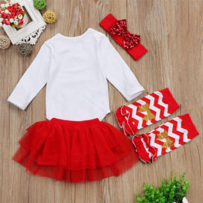 

Xmas Newborn Baby Girls Santa Baby Romper Tulle Dress Leg Warmer Outfits Clothes