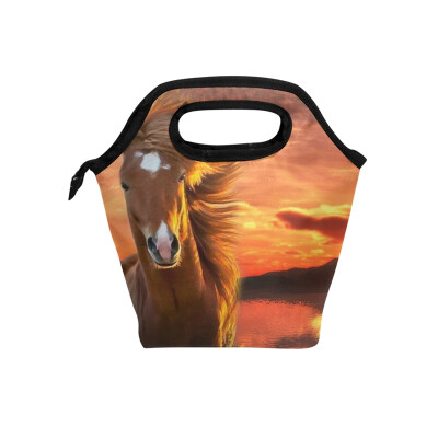 

Lunch Bag Tote Bag Sunset Horse Travel Picnic Organizer Lunch Holder Handbags Lunch Bag Box