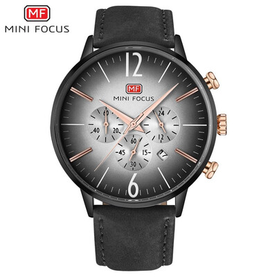 

MINI FOCUS Fashion Leather Strap Sport Men Quartz Watch MF0114GL