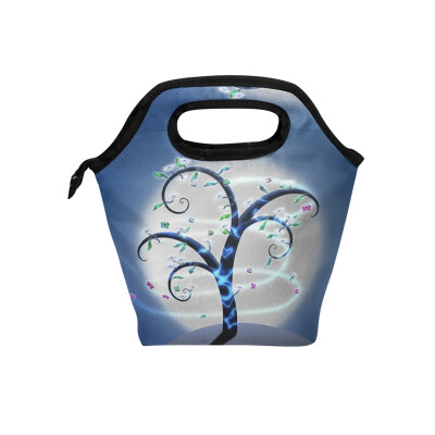 

Lunch Tote Bag Artistic Tree Travel Picnic Insulated Lunch Handbags Portable Zipper Lunch Bag Box