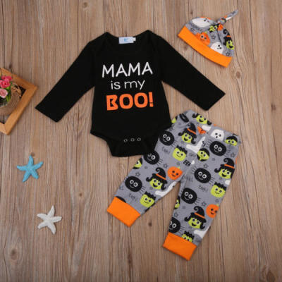 

Newborn Kid Baby Boy Girl Clothes Romper Jumpsuit Long Pants Cap Outfits Set A